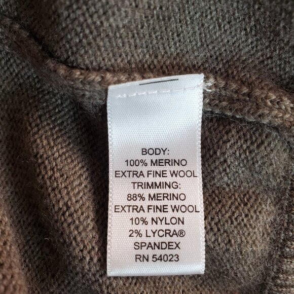 BANANA REPUBLIC SZ M 100% Extra Fine Merino Wool Full Zip Cardigan Sweater Brown - Picture 8 of 9